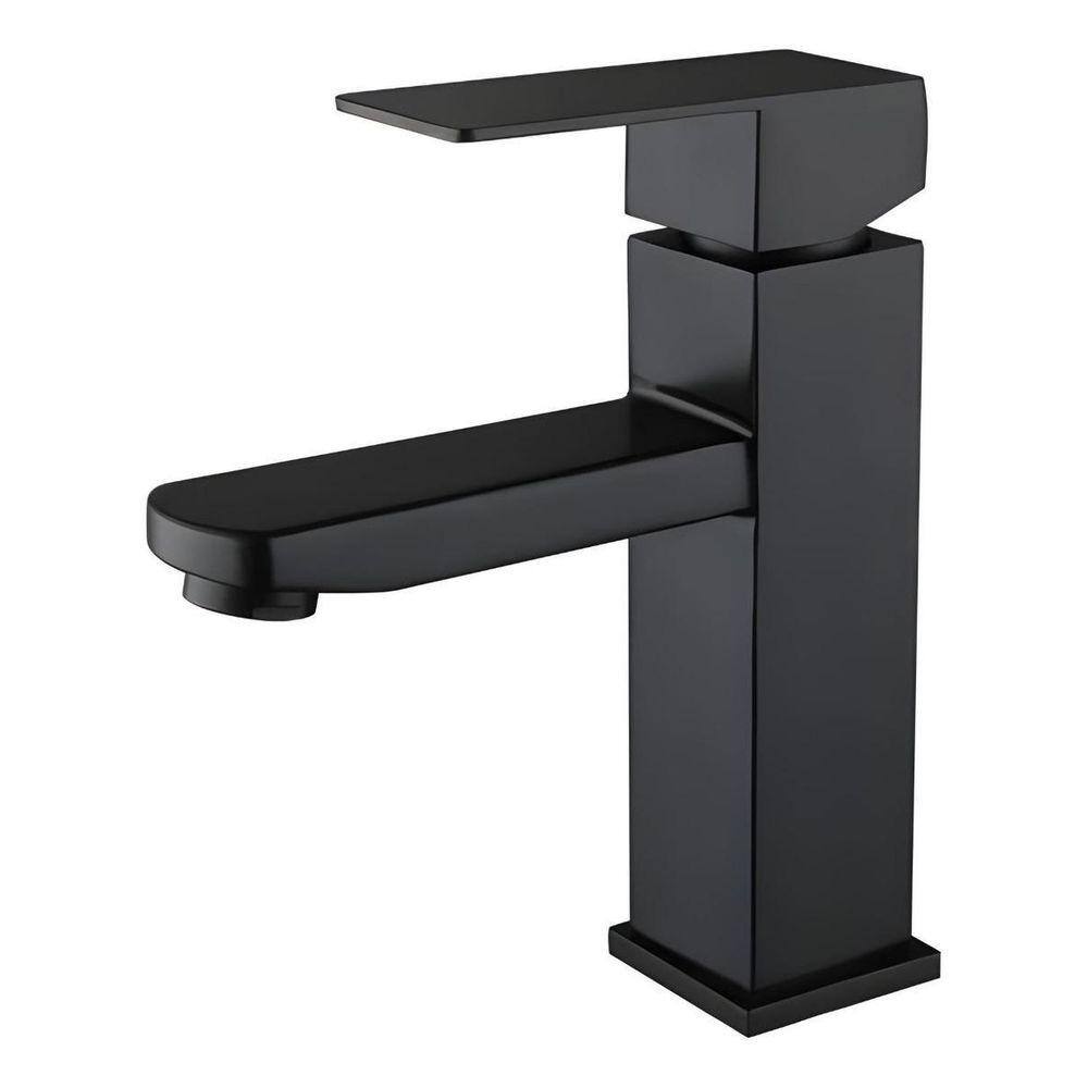 Torneira Banheiro Preto Quadrada Monocomando Simples Baixa