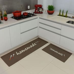 Tapete De Cozinha Passadeira Bordado Vizapi Homemade 50X160Cm Marrom Castor Q1