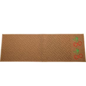 Tapete de Cozinha Passadeira Bordado Vizapi Cherry 40x120cm Bege Stone