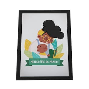 Quadro Com Moldura Melhor Mae Do Mundo, Mae E Filho Negros