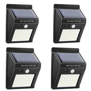 4X Luminárias Carregamento Solar 30 Leds Sensor De Presença