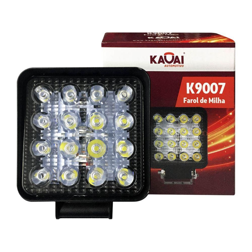 Farol Milha Auxiliar Led Parachoque E Spoiler Quadrado 48W