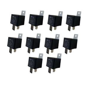 Kit 10 Rele Auxiliar Universal 12V 70A 4 Terminais Suporte