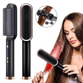 Escova Para Alisar o Cabelo Profissional Alisadora de Cabelo Elétrica Pente Cerâmica Modelador de Cabelo Ions Ativos