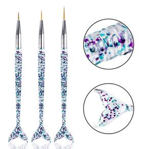 Kit 3 Pincéis Sereia Ultra Fino Filete Decoração De Unhas