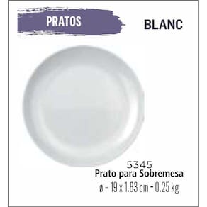 Jogo De Pratos Blanc 12 Sobremesa - Lanche -19Cm Branco