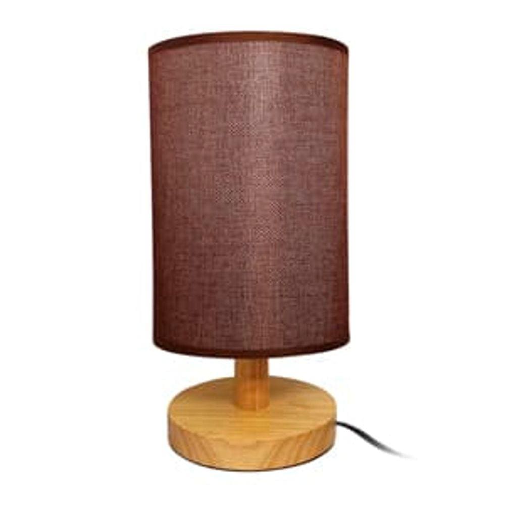 Abajur Madeira Tecido Marrom 28x14cm
