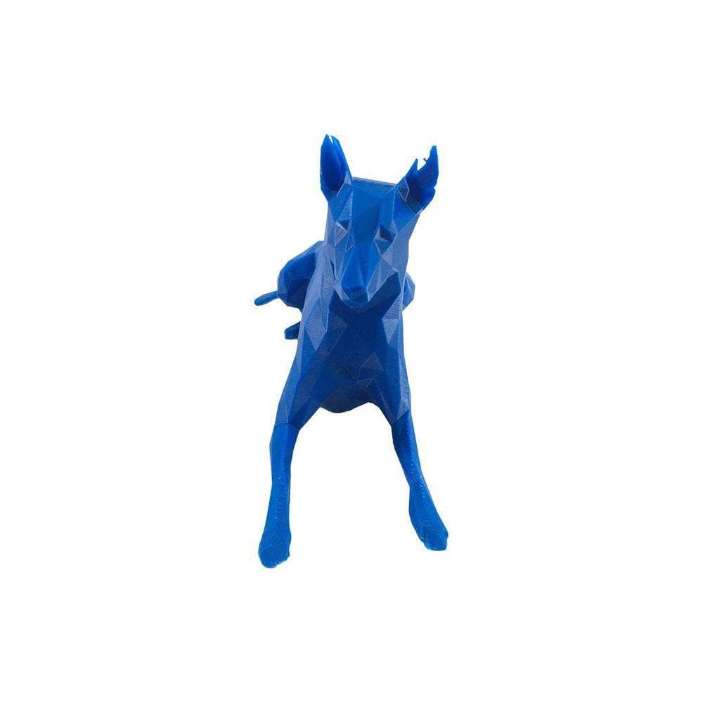 Doberman Deitado Low Poly Cachorro Pet Decoração 3D Azul