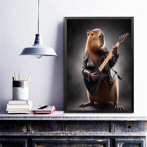 Quadro Decorativo Capivara Do Rock 24X18Cm