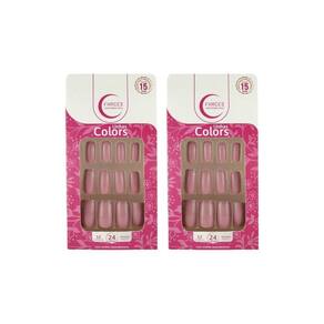 Unhas Postiças Fhaces Colors Rosa Flash Ref U3052- Kit C/2Un