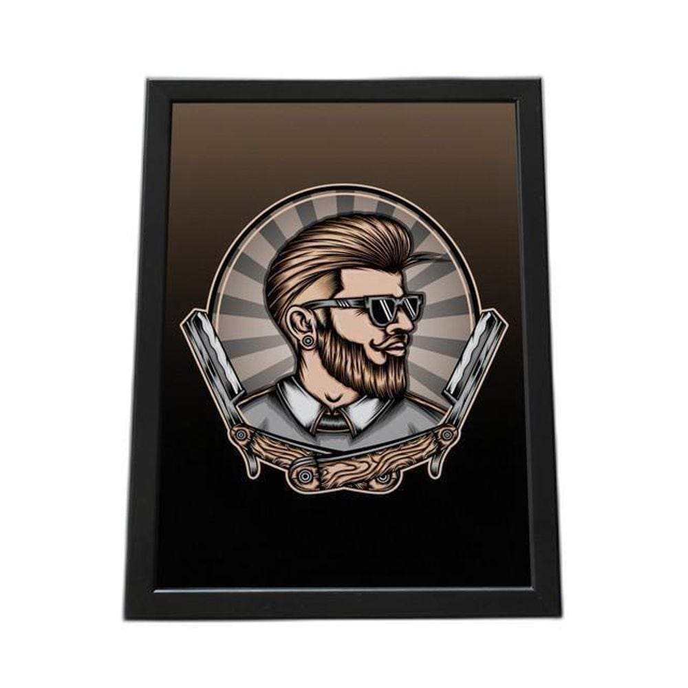 Quadro Com Moldura Barbearia Desenho Homem