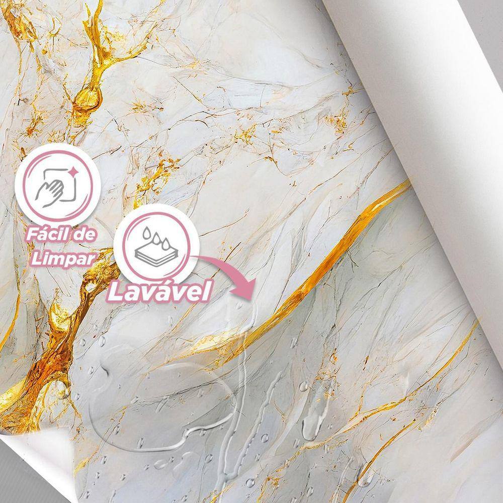 Papel De Parede Painel 3D Mármore Branco Amarelo 1,5M
