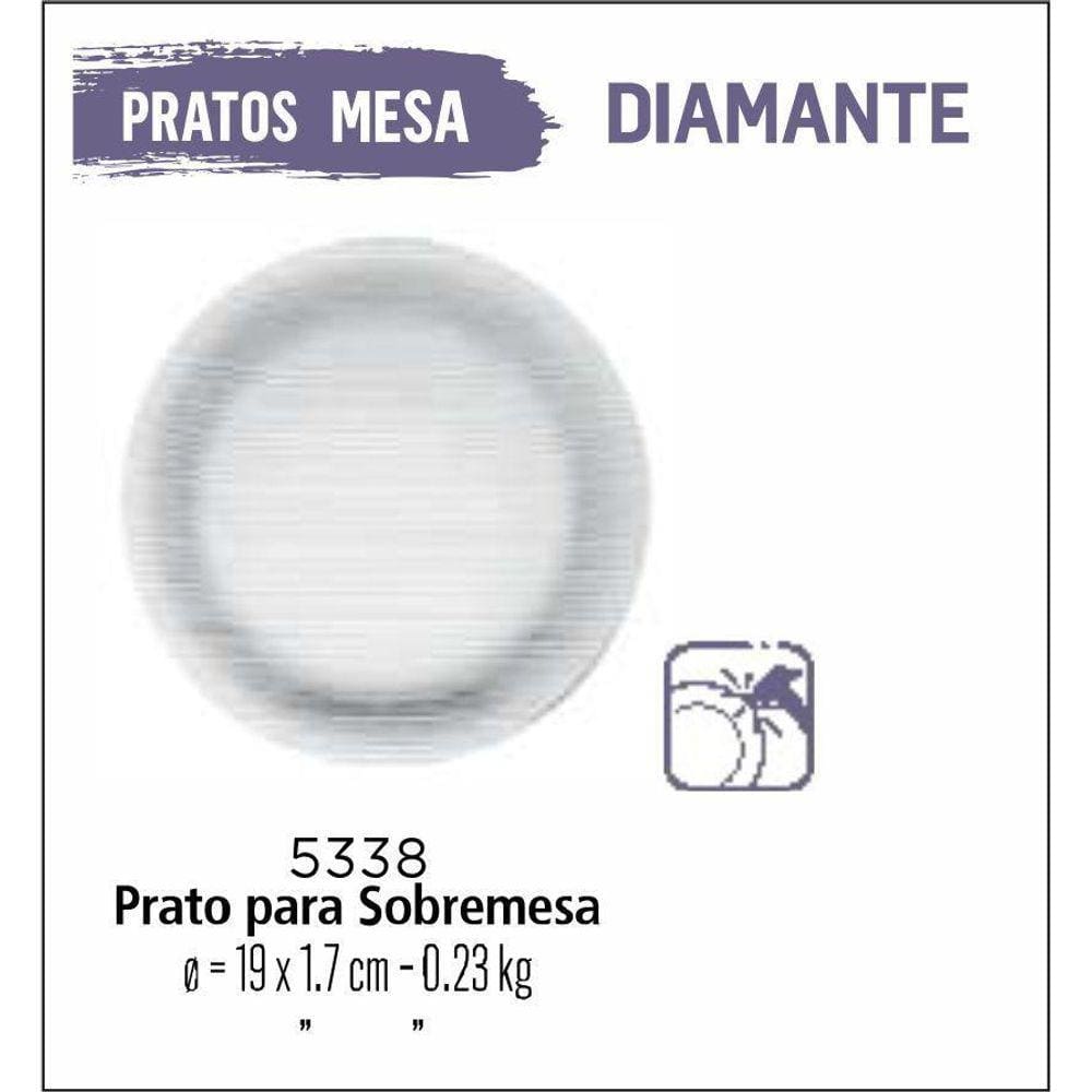 Jogo De Prato Diamante 04 Pratos Sobremesa - Lanche - Vidro