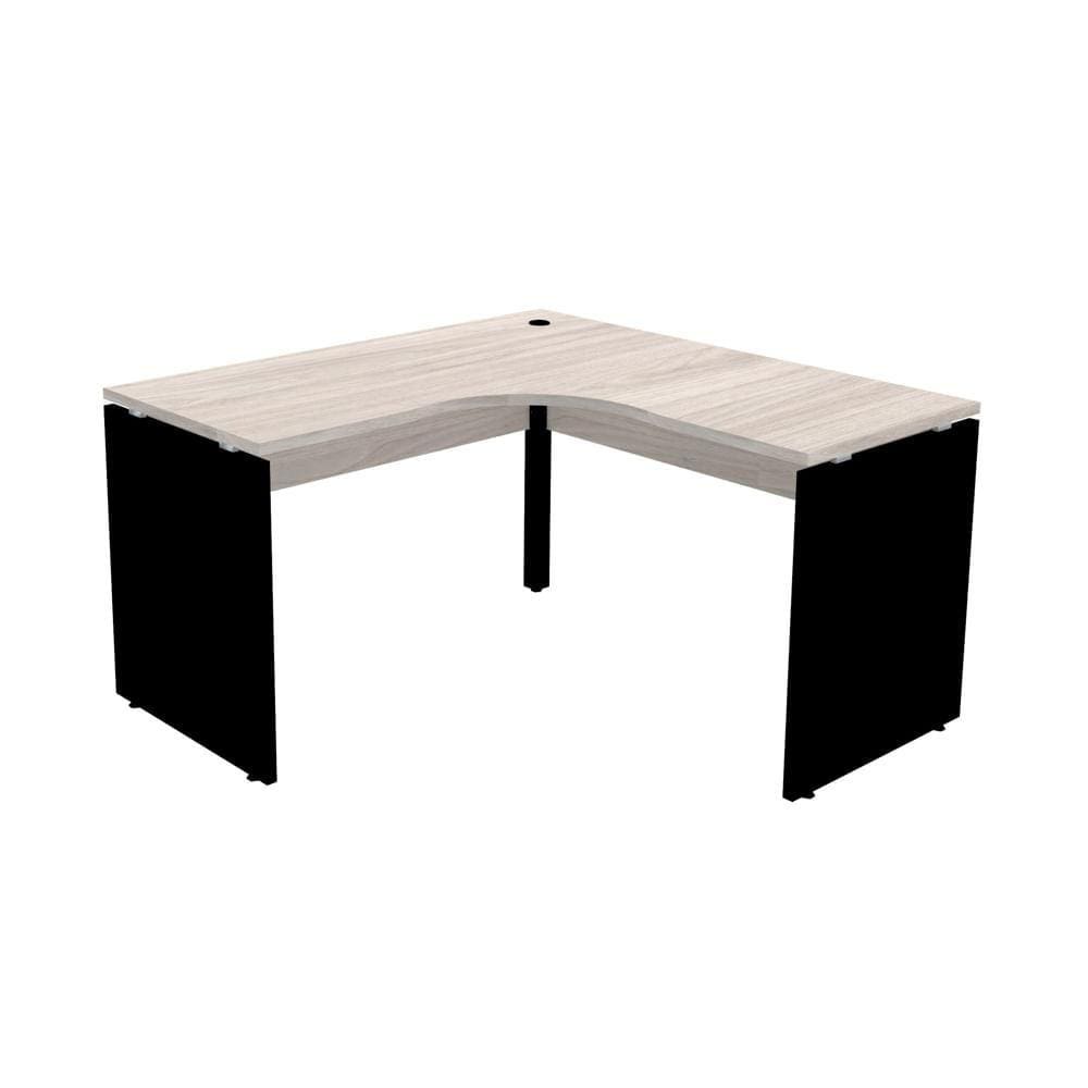 Mesa de Escritório em L Pé Painel PE25 em MDP 145 x 145 x 60 cm Cor Nogueira CasaBlanca e Base Preta