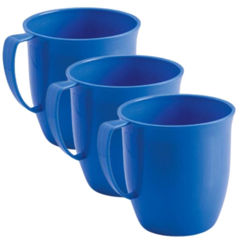 Caneca Infantil de plástico com alça 300ml azul 3 unidades Plasutil ref.2207
