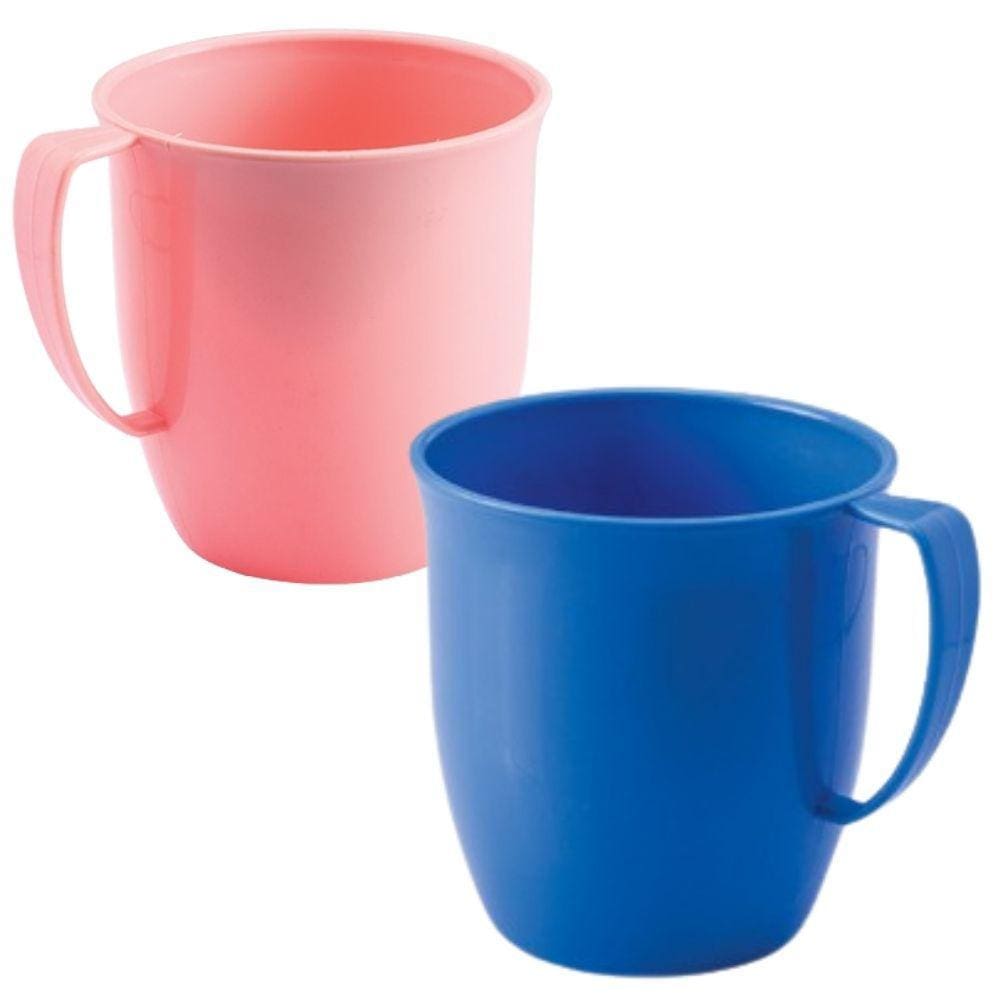 Caneca Infantil de plástico com alça 300ml azul e rosa 2 unidades Plasutil ref.2207