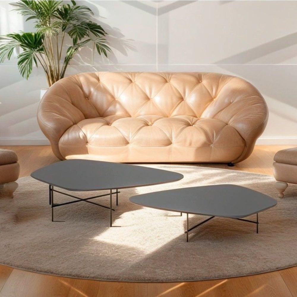 Conjunto Mesa de Centro Formato Orgânico Capri Dark