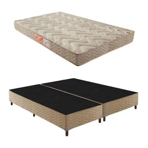 Box Queen Florença 42x158x198cmcom Colchão Queen Unique D33 Duoface 25x158x198cm Rustico Bege