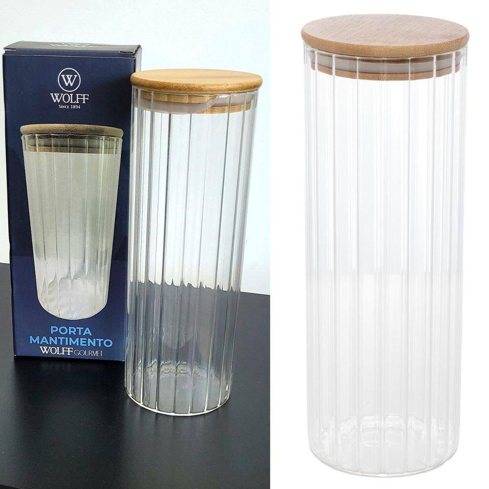 Pote Redondo Tampa Bambu Vidro Borossilicato 1,1 L Médio