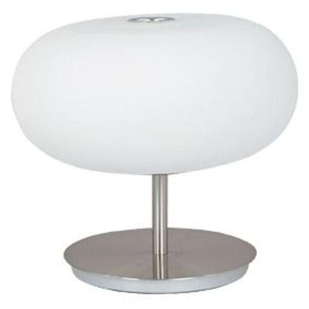Abajur Booble LED Aço Escovado Opalino Branco - 38 cm