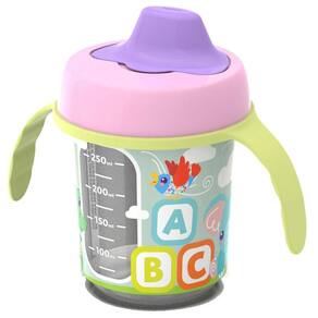 Copo Infantil Transição Baby Rosa C Alça Visor Lateral 350Ml