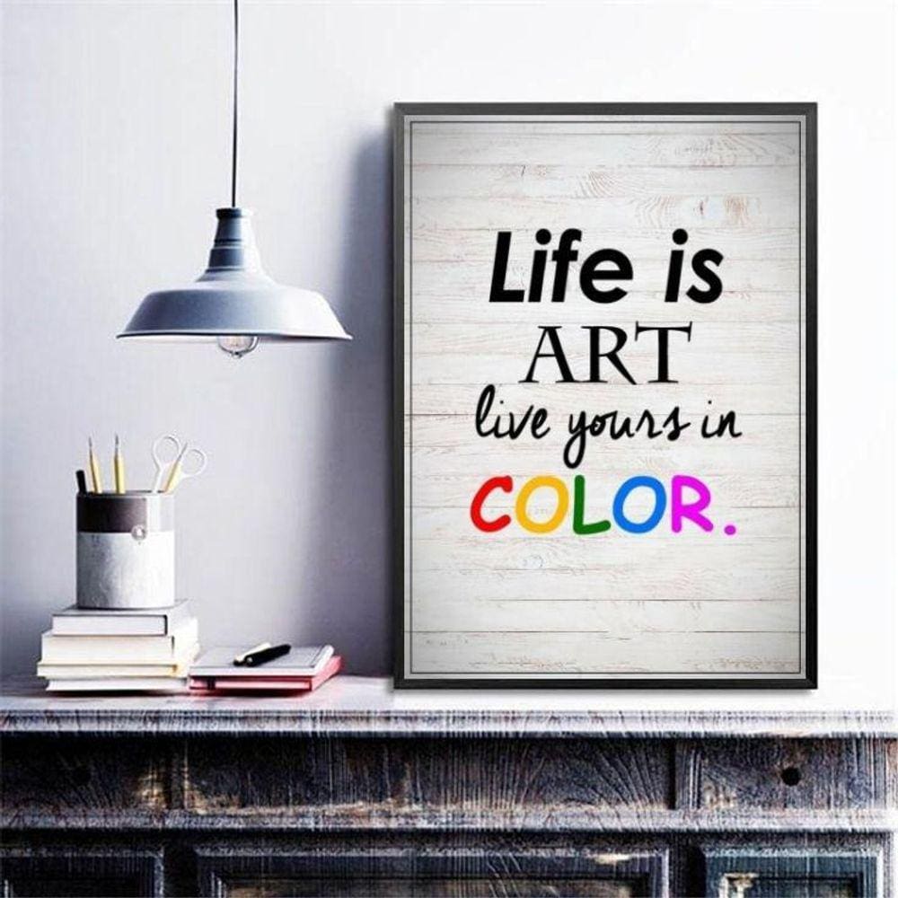Quadro Decorativo Life Is Art 45X34Cm - Com Vidro