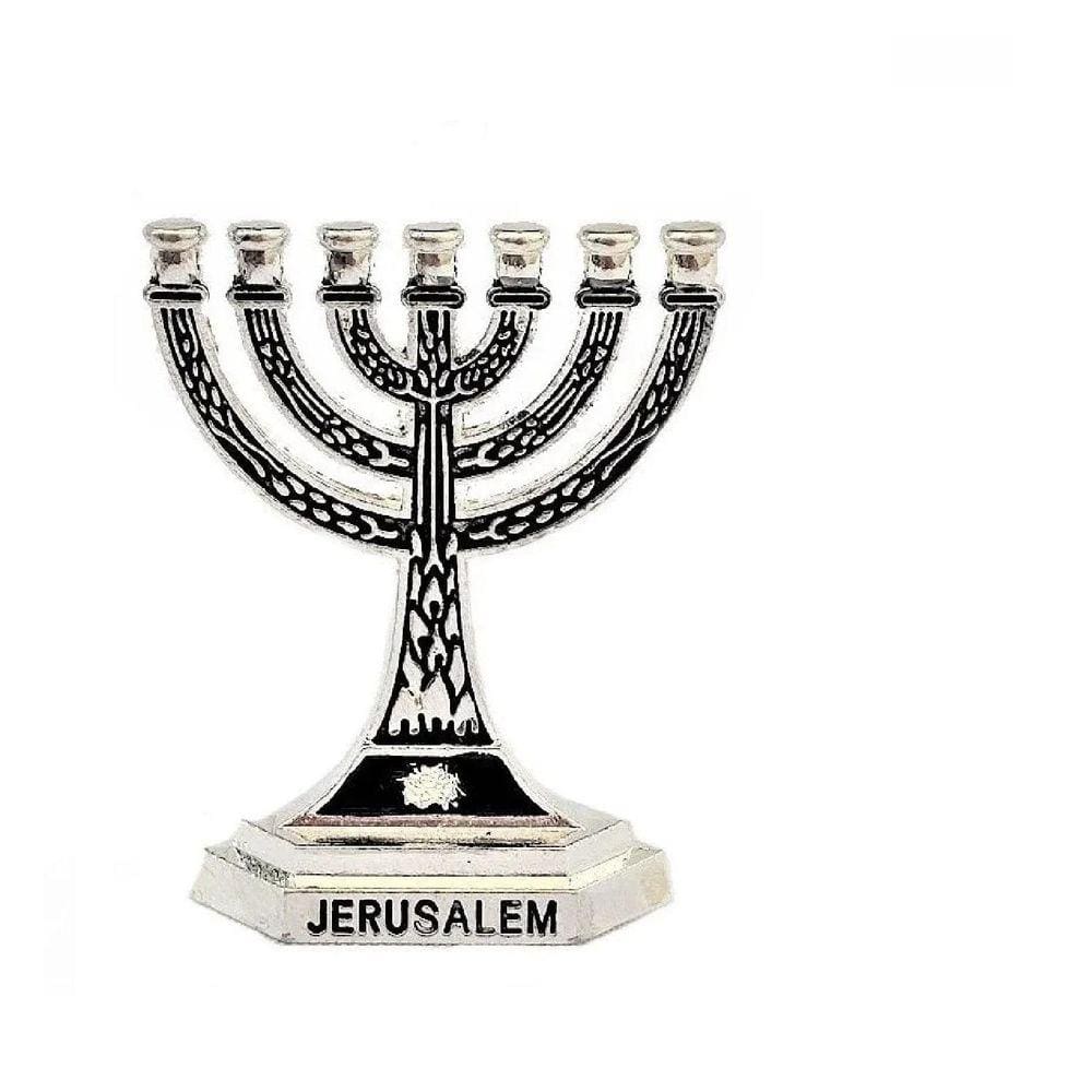 Candelabro Sete Pontas - Menora Pequena - Israel Prata