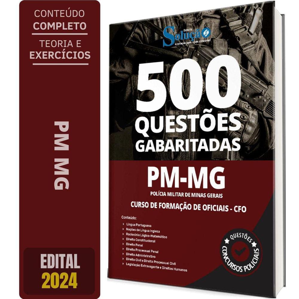 Caderno Questões Pm Mg 2024 - Curso Formação Oficiais - Cfo