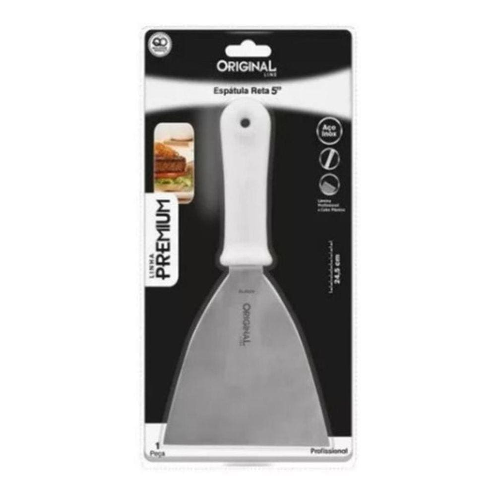 Espatula Reta 5 Inox  Chapa Lanche Chapeiro Cozinha