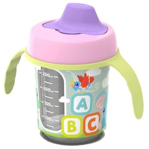 Copo Infantil Transição Baby Rosa C Alça Visor Lateral 350Ml