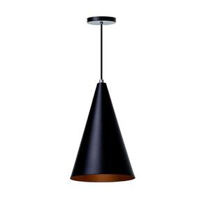 Lustre Pendente Cone P Em Alumínio Preto 30cm