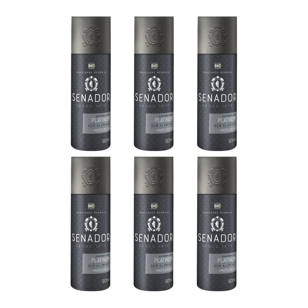 Desodorante Spray Senador Platinum 90Ml - Kit Com 6Un