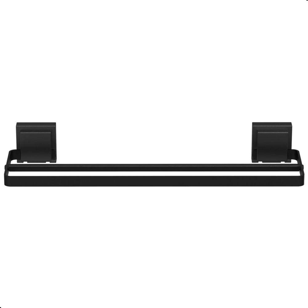 Porta Toalha Suporte Toalheiro Com Ventosa Duplo Preto Max