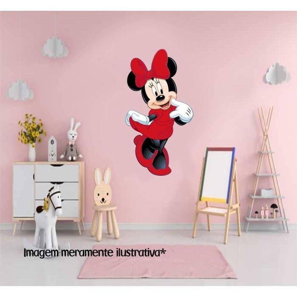 Adesivo De Parede Minnie Vestido Vermelho