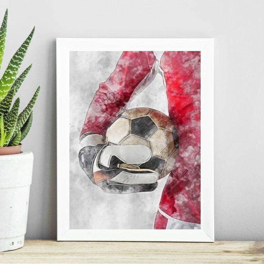 Quadro Aquarela Futebol - Goleiro 24X18Cm