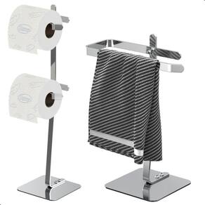 Porta Papel Higiênico De Chão Inox E Toalha Lavabo Oslo.D