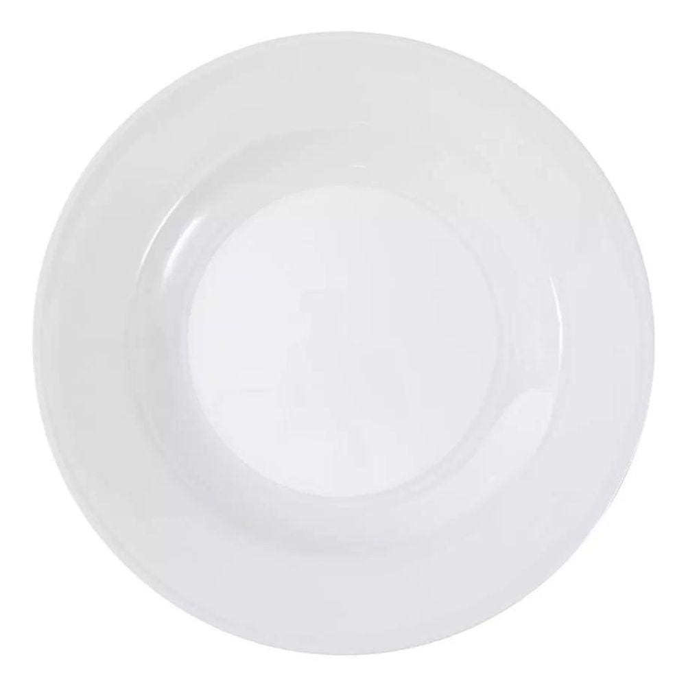 Jogo Kit 12 Prato De Melamina Fundo Redondo Branco 22,5Cm