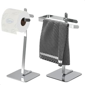 Porta Papel Higiênico De Chão Inox E Toalha Lavabo Oslo.S