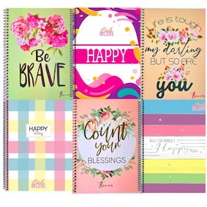 Kit 5 Cadernos Grande A4 Arame Espiral Com Pauta Capa Dura