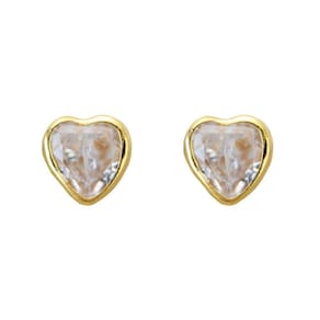 Brinco Coração 5 Mm Com Zircônia Em Ouro 18K