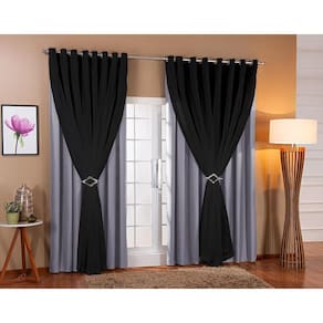 Cortina Voil com Forro Blackout 6,00x2,80 Cinza/Preto