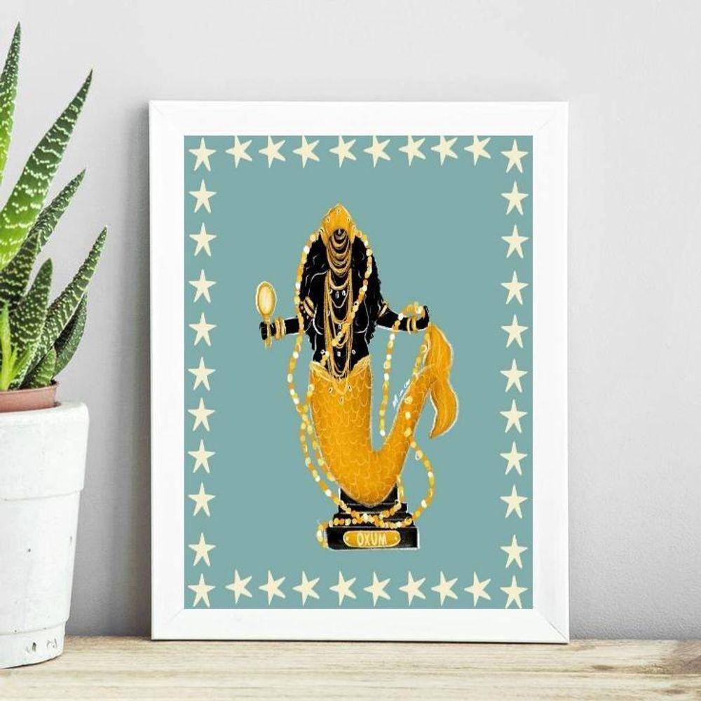 Quadro Candomblé Oxum - Estrelinhas 45X34Cm - Com Vidro