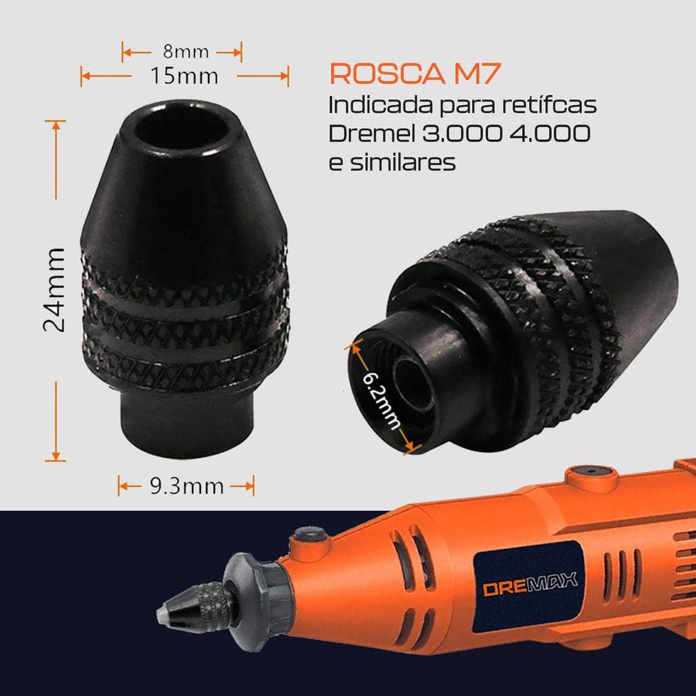 Mandril De Aperto Rápido Micro Retífica - Rosca M7 Longa