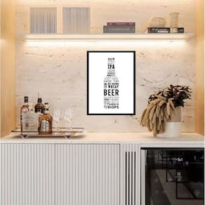 Quadro Minimalista Tipos De Cerveja 45X34Cm - Com Vidro
