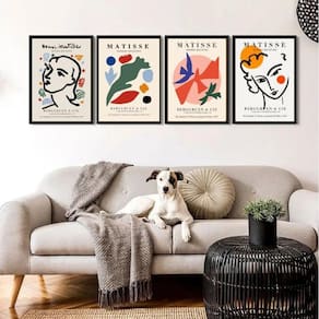 Kit 4 Quadros Arte Contemporânea Matisse 24X18Cm - Com Vidro