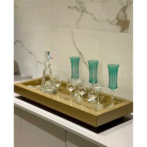 Bandeja Dourada Espelhada Sala Aparador Luxo Decoração 40X25
