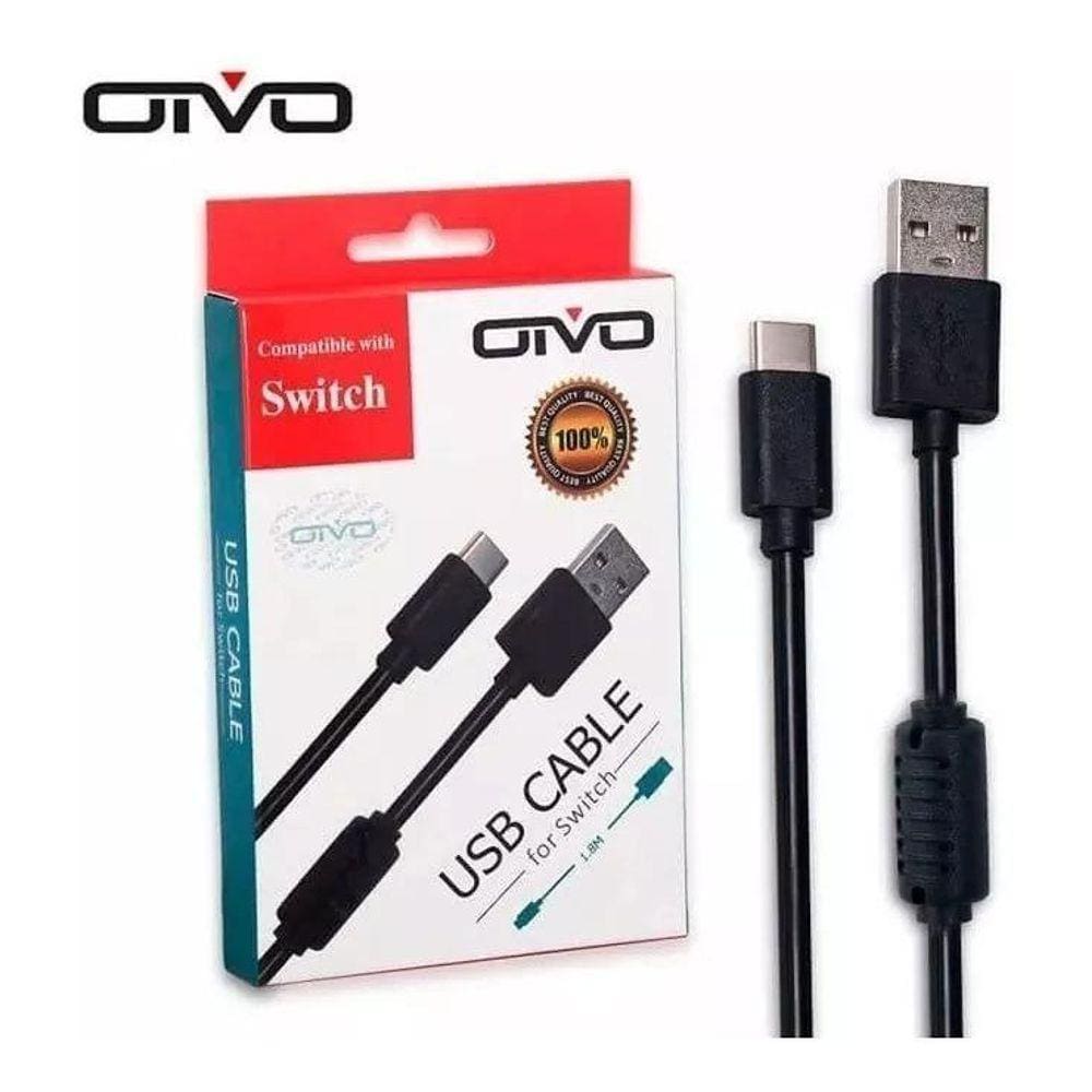 Cabo Carga Nintendo Switch Carregador Usb Type C Cabo 1,80Cm