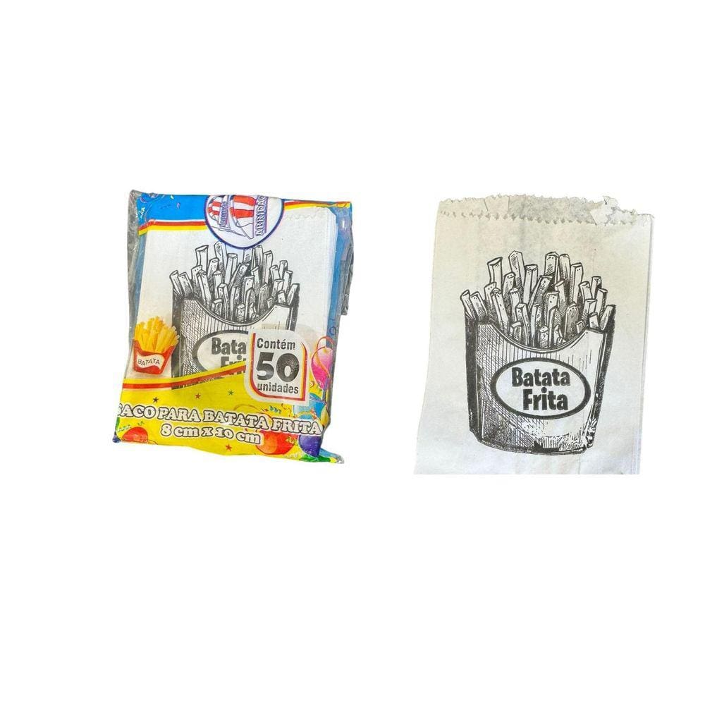 Saquinho Papel Branco Batata Frita Pequeno 8X10Cm- 150Un