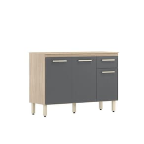 Gabinete Armário de Cozinha Dama 120cm Avena/Grafito C/ Tampo - Demobile