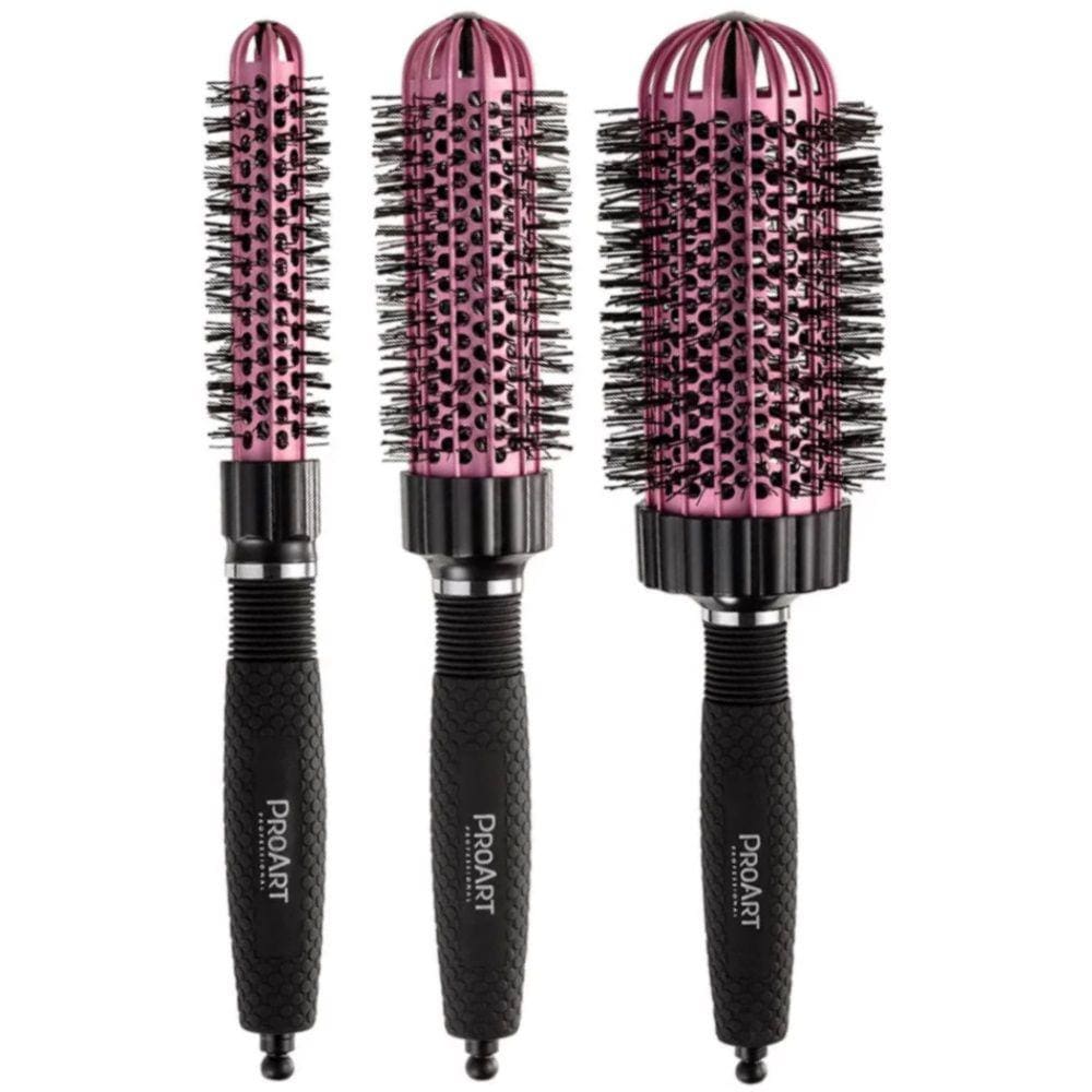 Kit Escova Termica Vent Pro 20/33/50mm Rosa ProArt